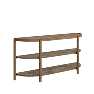 Semicircular Oak Veneer Shelf <b>Unit</b>, Honey-Colored Finish, 3-Tier Open <b>Shelving</b> made from strong, eco-friendly teak <b>wood</b>. - Product Image 2