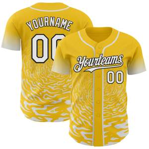 Professional Custom Sublimated Baseball Jersey Yellow Camouflage Pattern Short Sleeve Unisex Adult Breathable Team Apparel - Product Image 1