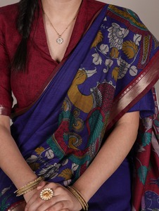 Sarees de Viscosa Chanderi, Colecciones para Bodas, Colecciones Festivas, Sarees Estampados al por Mayor, Sarees Chanderi Kalamkari - Product Image 4