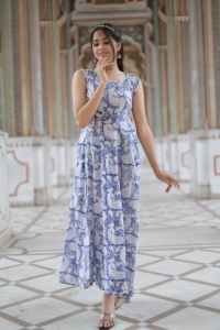 Robe courte indienne imprimée à la main pour femmes, robe d'été décontractée en coton, style bohème, magnifique robe maxi - Product Image 5