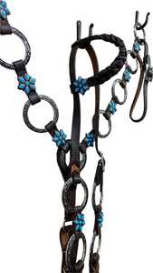 Selle de cheval en cuir de style western personnalisée avec collier de poitrage et têtière, équipement équestre durable, prêt à être expédié - Product Image 3