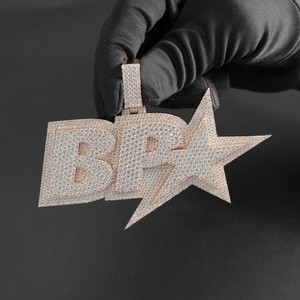 Colgante de Lujo de Plata de Ley 925 con Diamante Moissanita, Letra Estrella Iced Out, Joyería de Cadena Hip Hop, Regalo de Moda Unisex Brillante - Product Image 6