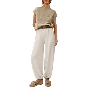 <b>Top</b> Quality Fashionable Trending Products New Arrivals Women Drop Shoulder Solid Crop <b>Top</b> & Track <b>Shorts</b> 2 Piece <b>Short</b> <b>Set</b> 2026 - Product Image 2