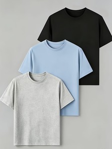 T-shirt pour homme de haute qualité 100% coton, surdimensionné, lourd, avec logo personnalisé, couleur unie, vêtements décontractés, noir, rouge, gris - Product Image 5