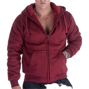 Men's Hooded Zipper Pullover Solid Color Regular Fit Casual Fleece 100% Cotton Winter Wear Customizable High-quality - Product Image 1