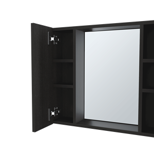 Armadietto Portamedicinali a Doppia Anta DEPOT E SHOP con Nero Granato e Un Ripiano Esterno, Specchio da Bagno Incluso - Product Image 5