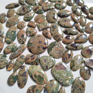 MAHNAJGEMS Natural Rhyolite Gemstone Flatback Cabochons Wholesale Natural Green Rainforest Jasper Loose Gemstones for Jewelry . - Product Image 2