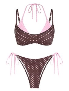 Ensemble bikini colorblock pour femme, maillot de bain 2 pièces à nouer sur le côté, fournisseur en gros - Product Image 1