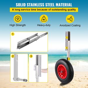 15 \ "in acciaio inox gommone lancio ruote Dolly 4 pz a sgancio rapido perni 600 LBS capacità di carico parti accessori - Product Image 4