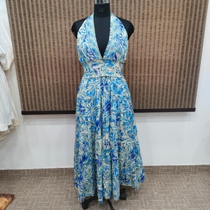 Sleeveless African Print Maxi Dress Women V Neck Tiered <b>Long</b> Dress Elegant <b>Floral</b> Casual Summer Beachwear - Product Image 4