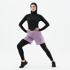 Shorts de sport 2-en-1 taille haute pour femmes musulmanes modestes, légers, séchage rapide, respirants, anti-transpiration, UPF50, coupe régulière - Product Image 1