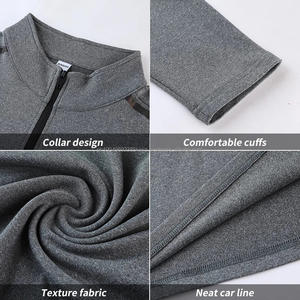 Camisas de los hombres de manga completa cuarto de cremallera Atlético Fitness camiseta al por mayor hombres gimnasio deporte camiseta - Product Image 4