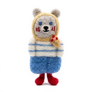 Traditional Eco-Friendly Handmade Felt Wool Bear <b>Winter</b> Indoor Christmas Wall Hanging Ornament - Product Image 2