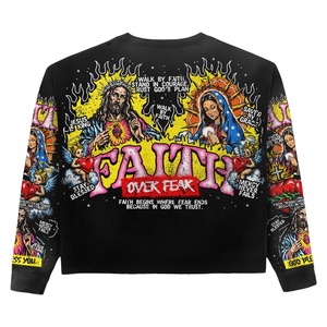 Custom Print Long Sleeve T-Shirt Men's Street Style O-Neck Regular Fit <b>Black</b> Polyester - Product Image 1