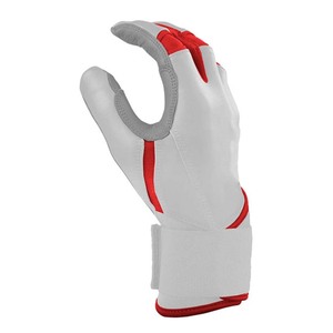 Guantes de Bateo Blancos ELIXE SPORTS con Ribete Rojo, Acolchados, de Cuero, con Cierre de Velcro, Duraderos para Entrenamiento, Unisex, Adulto - Product Image 2