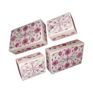 กล่องใส่เครื่องประดับทรงสี่เหลี่ยมลายดอกบัวดอกไม้สวยงามขนาด10x7.5ซม. ฝังพลอยมุกแม่หินอ่อนเป็นแรงบันดาลใจให้ความรักสง่างาม - Product Image 6