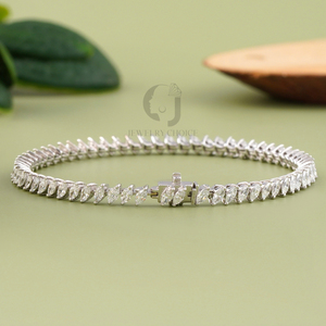 3.03 Carats Marquise Cut Lab Grown Diamond <b>Bracelet</b> 14K White Gold E Color VVS1 Clarity Modern Luxury Jewelry <b>Silver</b> Color Tone - Product Image 3