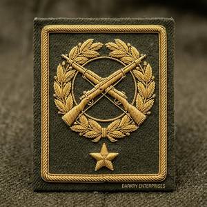 Parche Bordado a Mano con Hilo de Oro de Tres Estrellas, Insignia de Rango de Fieltro Verde para Uniformes y Gorras, Servicio Personalizado - Product Image 6