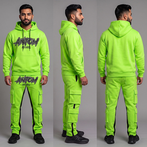 Conjunto de Sudadera con Capucha y Pantalones Deportivos de Dos Piezas para Hombre, con Logotipo Personalizado, 100% Algodón Francés, Corte Acampanado, Transpirable, Tallas Grandes - Product Image 1
