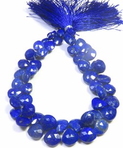 Perles de Lapis Lazuli Bleu Naturel de Qualité Supérieure en Forme de Cœur, 8-10mm, Facettées et Polies, Fil de 8 pouces, Lot en Gros, Lapis Opaque - Product Image 6