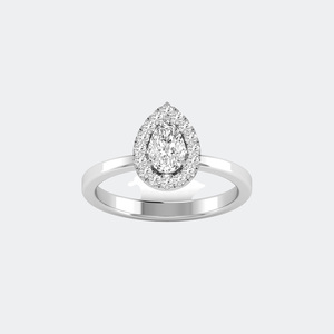 Bague solitaire en or plaqué avec halo de diamants taille poire pour femme, bijoux de mariage et de fiançailles - Product Image 5