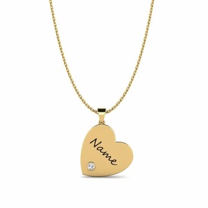 Colgante de Corazón con Grabado de Nombre y Piedra de Zirconia, Plata 925, Aleación de Moissanita, Amuleto Romántico para Regalo Unisex - Product Image 1