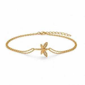 Fine Charm Bracelet Hallmark Silver Minimal Butterfly Gold Plated - Product Image 3