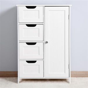 Mobiletto Moderno Bianco per Bagno Salvaspazio con Ripiani Regolabili e Cassetti in MDF, PVC e Metallo per Uso Domestico - Product Image 4