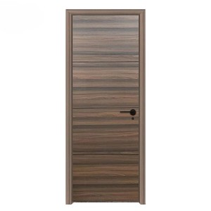 Porte en MDF à grain de bois, résistante à l'humidité, insonorisée, postmoderne, sur mesure, cadre de porte intérieur moderne, isolation thermique, usage commercial - Product Image 1