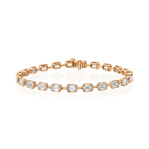 14K Rose Gold Emerald Cut Lab Grown Diamond Tennis Bracelet Bezel <b>Set</b> Classic Emerald East West Fine Jewelry Elegant Bezel <b>Set</b> - Product Image 2