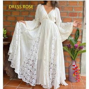 For Wide Sleeve <b>Maternity</b> Maxi <b>Wedding</b> <b>Dress</b> Beach <b>Wedding</b> <b>Dress</b> for Photoshoot Ball Gown 100% Cotton Modern - Product Image 1