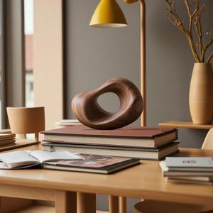 Pièce décorative en bois massif, figurine en bois naturel, finition bois naturel, artisanat en bois haut de gamme, accessoire d'intérieur de luxe, console moderne - Product Image 2