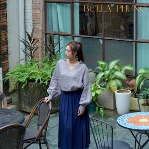 Elegant A-Line <b>Skirt</b> for <b>Women</b> 30% Sale High Quality Rayon Woven Linen Breathable High Waist Casual Style Latest Plain Dyed - Product Image 6