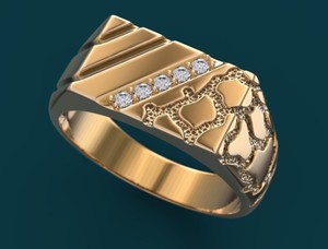Luxury Designer 925 Sterling Silver <b>Gold</b> Finish CZ <b>Ring</b> Modern Pyramid Wide Band Fashion Jewelry - Product Image 4