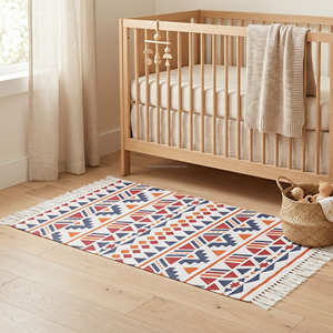 Premium Tribal Geometric Printed Cotton Area Rug for Family Room Coffee <b>Table</b> & Rustic Home - Product Image 3