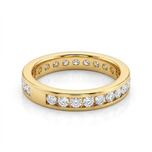 Bague éternité en or 14 carats avec diamants de laboratoire, taille brillant rond, pavé, pour cadeau de mariage - Product Image 4