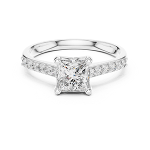 Anillo Clásico Solitario con Corte Princesa y Pavé, con Diamante Cultivado en Laboratorio, Chapado en Oro Amarillo de 18K y Rodio, Certificado, para Fiestas, Bodas, Regalo de Lujo - Product Image 5