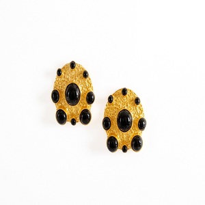 Boucles d'oreilles créoles vintage en laiton plaqué or, forme boule, avec pierre naturelle violette, marque Elephant, pour femme, tendance, légères et élégantes - Product Image 3