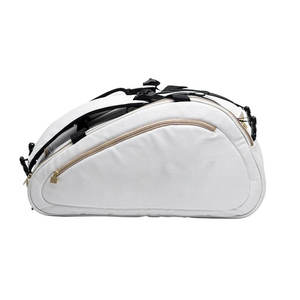 Sac de voyage élégant pour raquettes de tennis et de badminton, design blanc et or, avec cadre moulé, pour équipement de raquette - Product Image 1