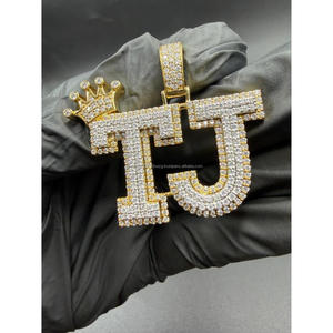 Custom <b>Initial</b> Crown <b>Pendant</b> Iced Out Moissanite Diamond Hip Hop Necklace Gold Bling Chain Gift - Product Image 4