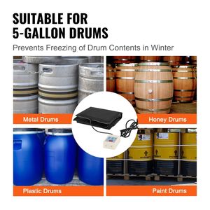 Chauffe-tambour métallique 250 W pour fût de 5 gallons, bande chauffante réglable avec thermostat indépendant 0-145°F, couverture chauffante électrique - Product Image 6