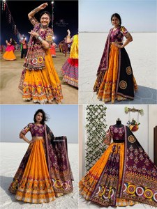 Ensemble Kurta Palazzo brodé pour femme, longueur ras du sol, avec Dupatta, en tissu satiné de coton mousseline épais, vente en gros - Product Image 6