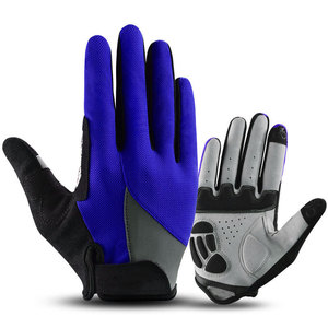 Gants de motocross à doigts entiers antidérapants rouge-gris en PU respirant avec fermeture auto-agrippante unisexe - Product Image 3