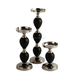 Premium Polished <b>Silver</b> Matte Black Aluminum Handmade Eco-Friendly Flameless Candle Stands Contemporary Trio Set for Christmas - Product Image 6