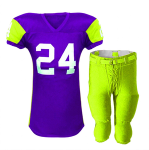 Maillot de football américain personnalisé, taille 24, vert et bleu, numéros d'équipe, col en V, manches courtes, maille respirante, coupe ajustée, taille adulte - Product Image 3