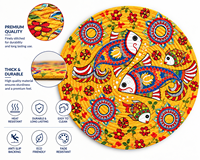 Set de table rond avec motifs de poissons colorés et floraux pour usage domestique, lavable, épaisseur moyenne