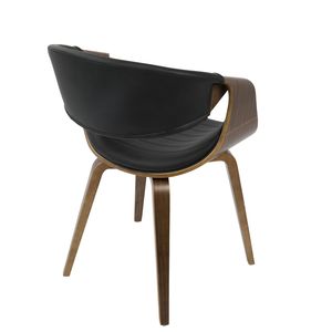 Sedia da pranzo/d'accento Symphony in stile Mid-Century Modern, in legno di noce e similpelle nera - Product Image 3