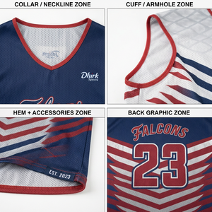 Maillot de lacrosse personnalisé avec logo, 100 % polyester, rayé, sans manches, réversible, imprimé, tenue de football, design personnalisé - Product Image 3