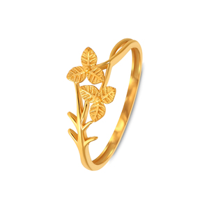 Elegant Dual Flower Leaf Open Band Gold Plated <b>Adjustable</b> <b>Ring</b> for Women Nature Inspired Floral Branch Fashion Jewelry - Product Image 1
