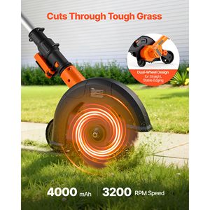 Tagliabordi a Batteria Senza Fili con Lama da 8,8 Pollici, Profondità di Taglio Regolabile in 3 Posizioni, Batteria da 4000 mAh, Attrezzo da Giardino - Product Image 4